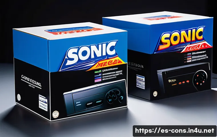 세가 제네시스와 메가드라이브 차이 - **Prompt:** A vivid, highly detailed studio shot of two iconic 16-bit console boxes placed side-by-s...