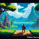 게임보이용 게임의 리마스터 사례 - A vibrant, detailed scene showcasing a modern remaster of a classic Game Boy RPG game with high-defi...