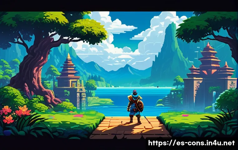 게임보이용 게임의 리마스터 사례 - A vibrant, detailed scene showcasing a modern remaster of a classic Game Boy RPG game with high-defi...